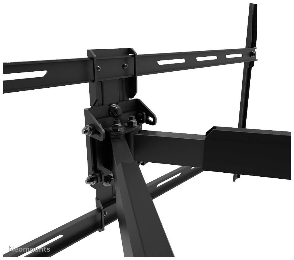 Support de montage en métal noir, composé de rails en forme de U et d'articulations. Adapté pour une fixation murale.