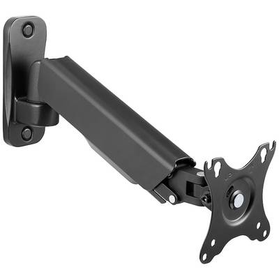 Support mural noir pour téléviseur, avec articulations permettant de positionner les écrans de manière flexible, fixé au mur.