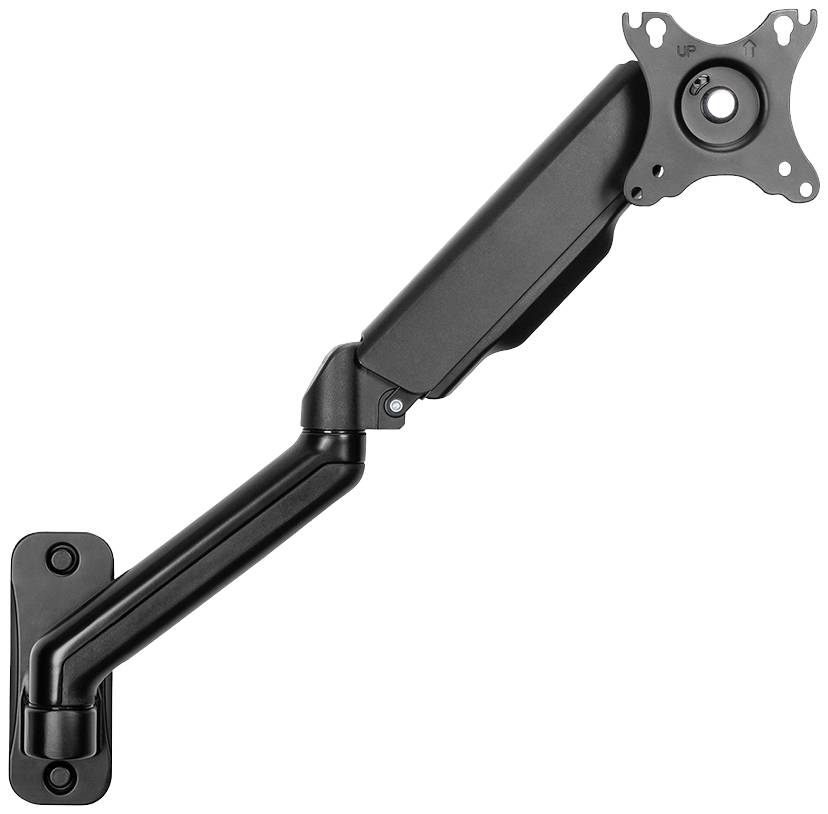 Support de moniteur avec bras articulé mobile et plaque de montage VESA pour fixation murale.