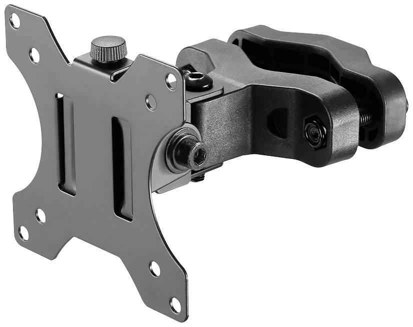 Support de moniteur pour montage mural, réglable pour différents angles d'écran. Construction métallique robuste avec articulation pivotante intégrée.