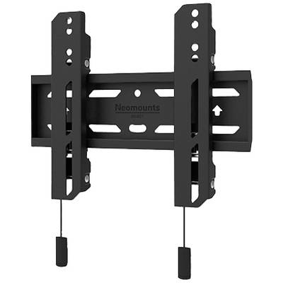 Support mural pour TV Neomounts en noir, adapté aux téléviseurs de taille moyenne. Construction robuste avec sangles de fixation en bas.