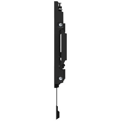Gros plan d'un composant mécanique noir, orienté verticalement, comprenant des vis, des leviers et une tige étroite saillante.