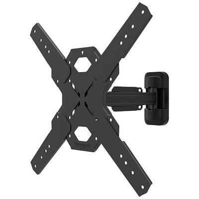 Support mural de téléviseur noir pivotant en forme de X, monté sur un mur. Convient pour les téléviseurs à écran plat.
