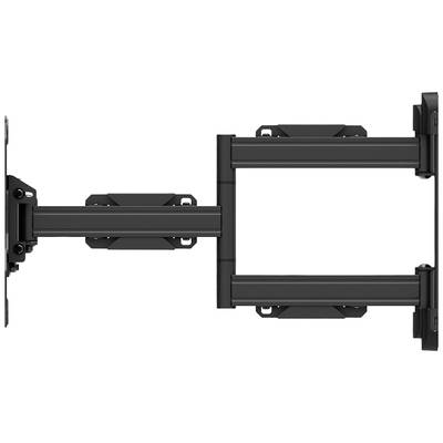 Support mural pivotant pour téléviseur en métal noir, adapté aux grands écrans, avec bras extensibles et plaque de fixation.