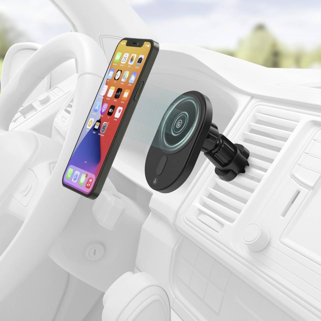 Hama Chargeur à induction MagCharge Car FC15 00187268 Sorties standard Qi noir-2