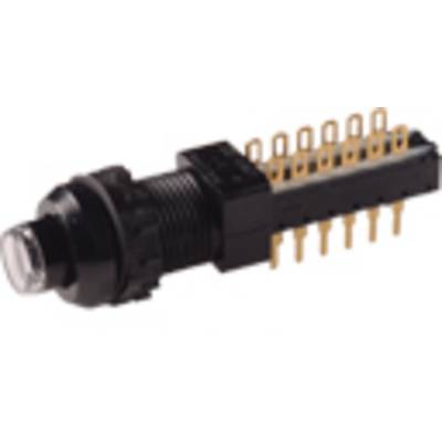 Un composant électronique noir cylindrique avec plusieurs broches de connexion dorées sur un côté.