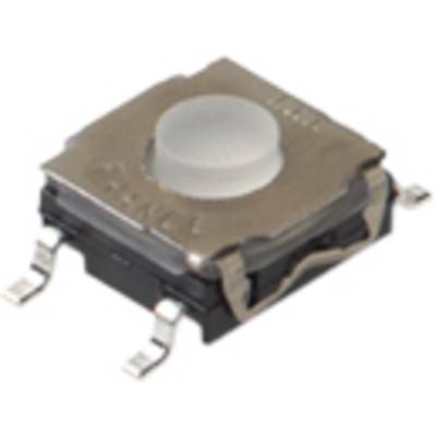 Un interrupteur tactile métallique à quatre broches, couramment utilisé dans les circuits électroniques à des fins de commande.