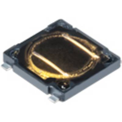 Image d'un composant électronique, probablement une puce ou un capteur, présentant des détails métalliques et des points de connexion aux angles.