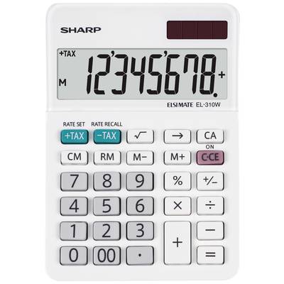 Sharp EL-310W Calculatrice de poche blanc Ecran: 8 à pile(s), solaire 