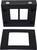 Un cadre rectangulaire noir avec deux découpes carrées et des trous de fixation. À côté se trouve une plaque de couverture noire.