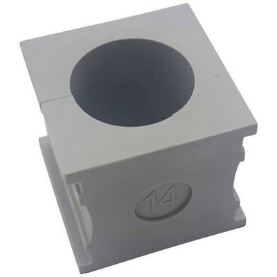 Support gris rectangulaire en plastique avec une découpe circulaire au centre et le numéro '14' gravé sur le côté.