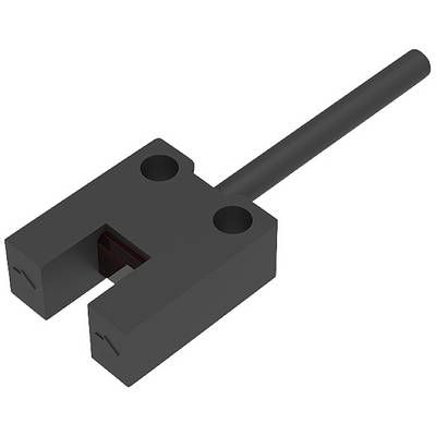 Un capteur optique noir en forme de U, avec deux trous de montage pour vis et un connecteur de câble.