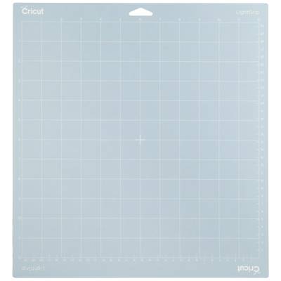 'Tapis de coupe à motif quadrillé pour une découpe précise, bleu clair, 30x30 cm, adapté aux matériaux légers. Nom de la marque en haut à gauche.'