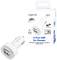 Chargeur de voiture USB à deux ports de LogiLink en blanc avec emballage. Offre une charge rapide de 2,1 A. Conçu en Allemagne. Adapté pour voiture/camion.