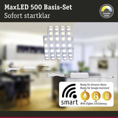 Ensemble de base MaxLED 500, prêt à l'emploi immédiat : Comprend des bandes LED et accessoires, compatible avec Alexa, Google Assistant, Zigbee 3.0.