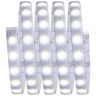Une bande de LED blanche avec des diodes lumineuses réparties uniformément, disposée en forme de serpentin.