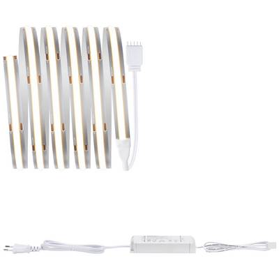 Bande LED avec câble de connexion et adaptateur secteur, adaptée à l'éclairage ou à la décoration, offrant une application flexible et personnalisable.