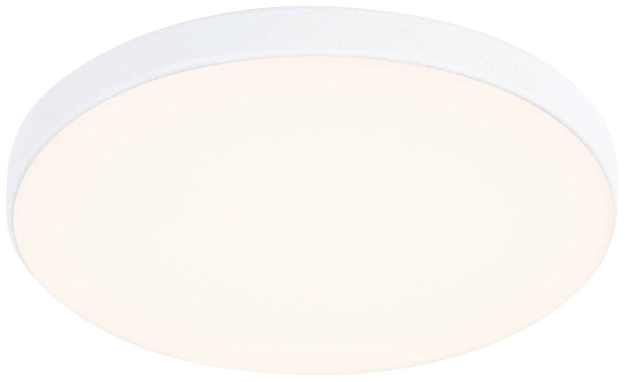 Luminaire plafonnier rond et blanc, à répartition lumineuse uniforme, adapté aux espaces intérieurs modernes.
