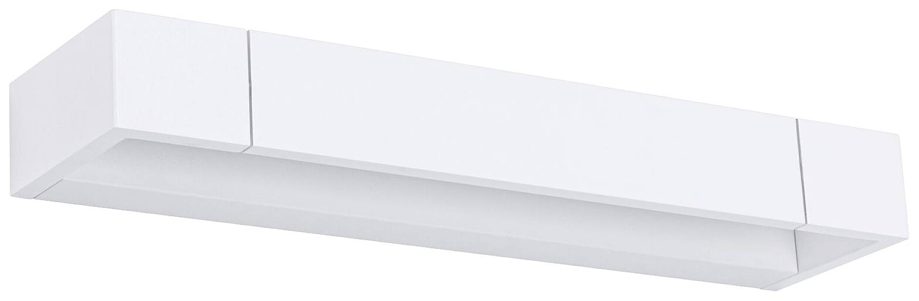 Plafonnier blanc rectangulaire au design moderne et épuré. Idéal pour les espaces de bureau ou de vie.