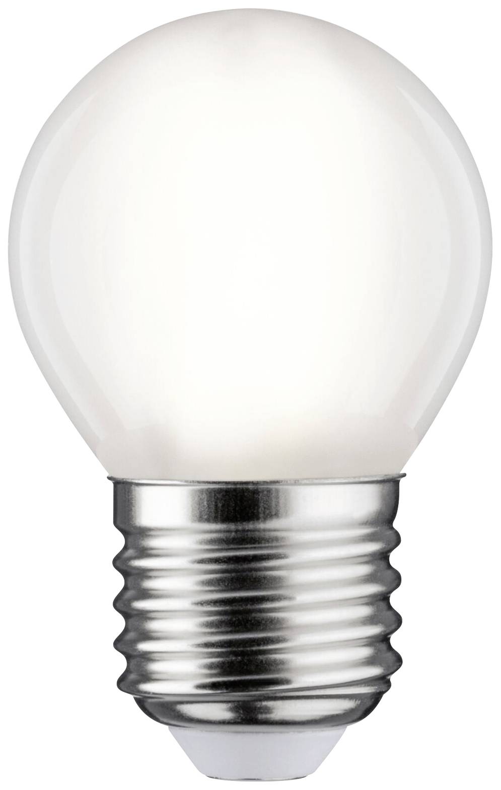 Une ampoule avec une douille argentée sur un fond blanc.