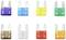 'Huit fusibles à palette de différentes couleurs disposés en deux rangées de quatre. Couleurs : violet, bleu, jaune, vert, marron, transparent, rouge, orange.'