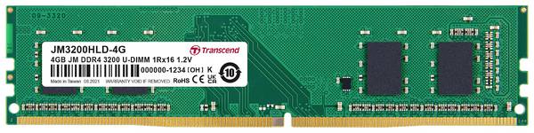 Transcend JetRAM Module mémoire pour PC   DDR4 4 GB 1 x 4 GB  3200 MHz DIMM 288 broches CL22 JM3200HLD-4G