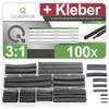 Quadrios 201711CA003 Assortiment de gaines thermorétractables noir Taux de retreint:3:1 1 set