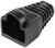Protecteur noir pour connecteur RJ45 à structure nervurée et extrémité arrondie, protège les fiches réseau contre les dommages.