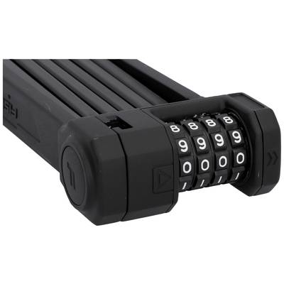 Cadenas de vélo pliable avec housse noire et serrure à code réglée sur 9990, idéal pour la protection contre le vol.