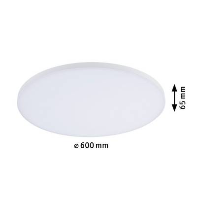 Plafonnier LED rond, diamètre : 600 mm, hauteur : 65 mm.