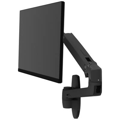 Moniteur plat monté sur un bras pivotant fixé à un support mural, idéal pour un positionnement flexible de l'écran.