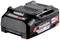 Pack de batterie Metabo, modèle Li-Power 18V avec une capacité de 2,0 Ah. Boîtier noir avec un accent rouge et le nom de la marque imprimé.