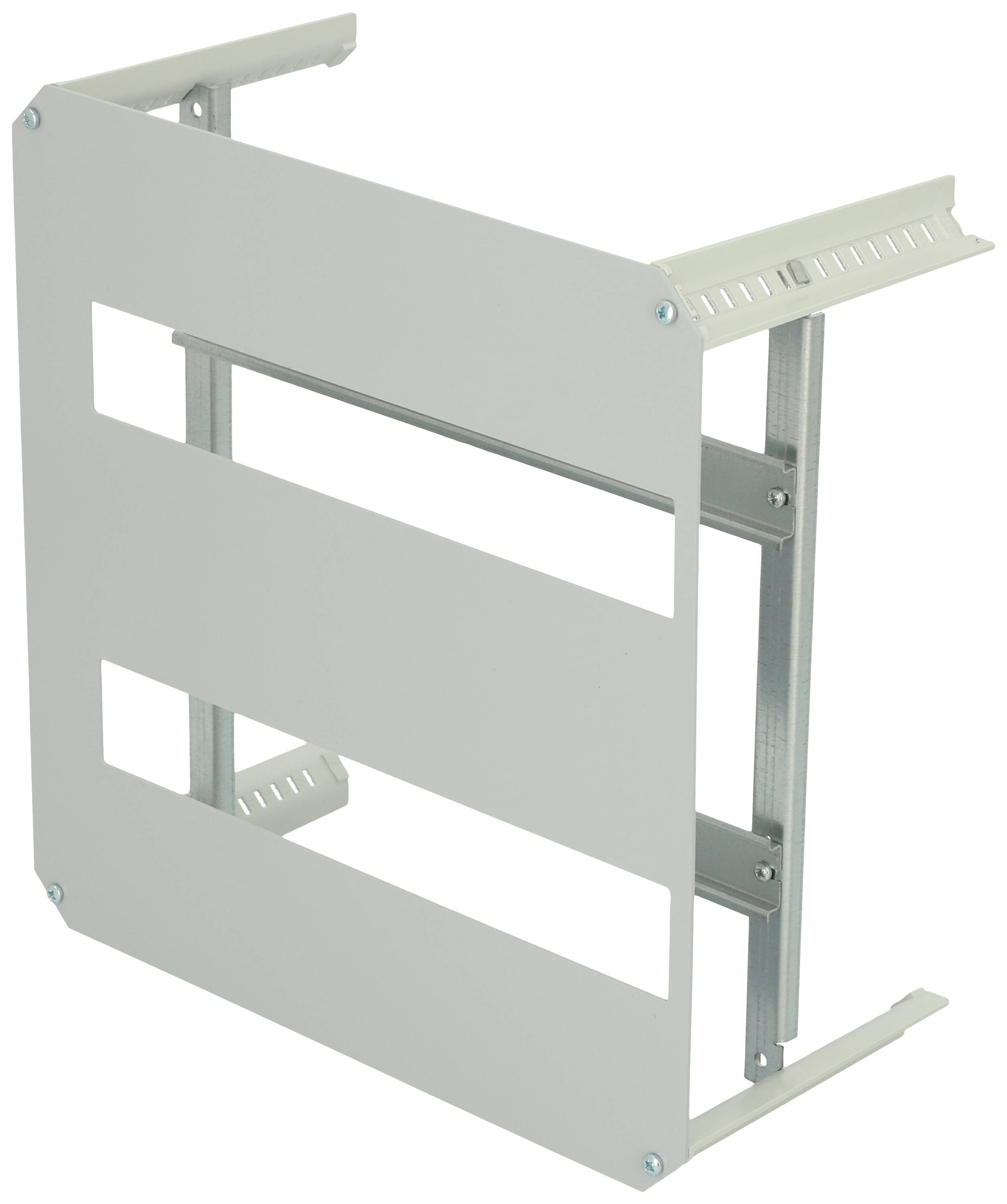 Support métallique de montage mural, adapté pour la fixation d'appareils ou d'installations.