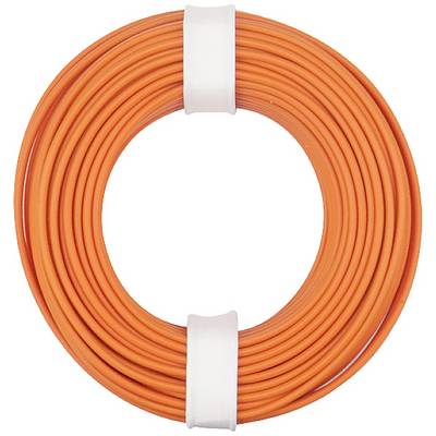 Un rouleau de câble orange, soigneusement enroulé et maintenu par deux supports blancs.