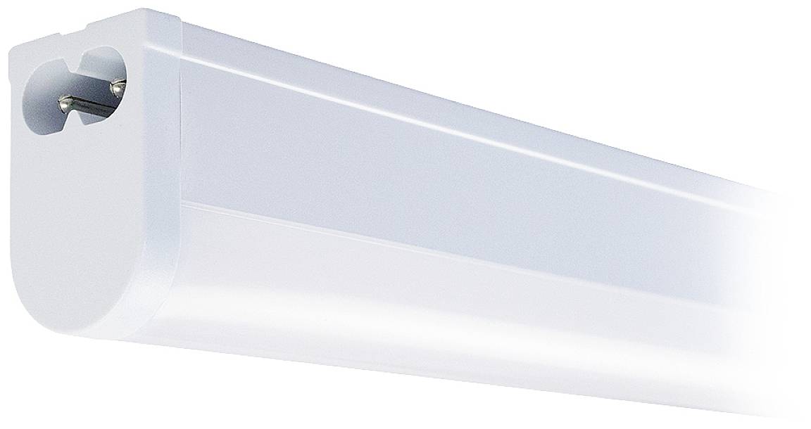 Lampe LED blanche dans un boîtier rectangulaire, adaptée pour une fixation murale ou plafonnière. Idéale pour un éclairage lumineux et uniforme.