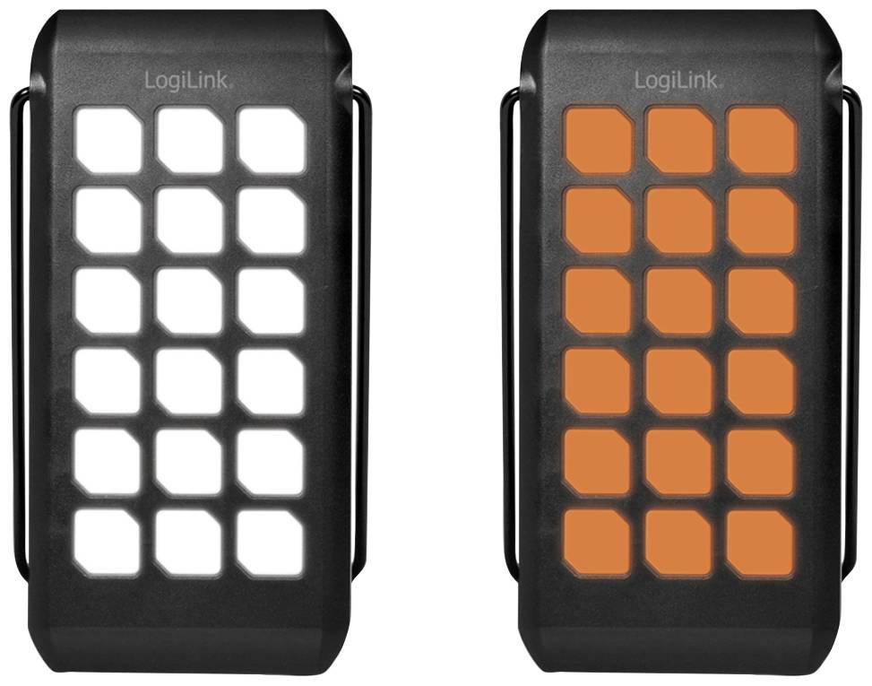 'Deux disques durs noirs robustes de LogiLink avec des motifs géométriques orange et blancs.'
