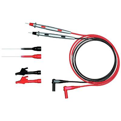 Lignes de mesure en rouge et noir avec différentes bornes et connexions de sondes. Adaptées aux mesures et tests électriques.