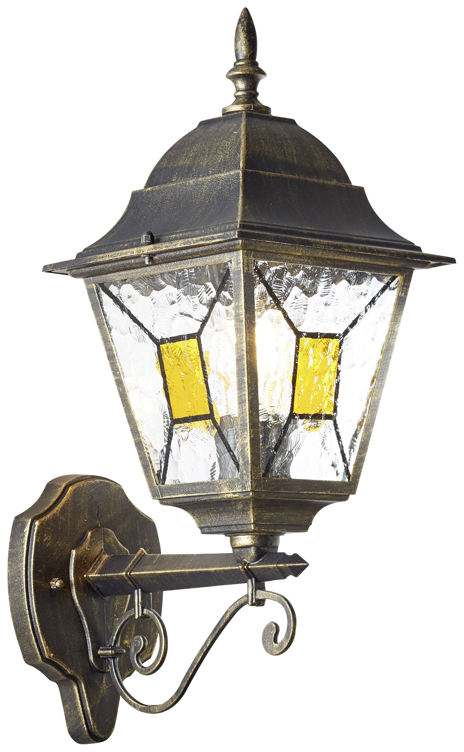 Applique murale antique en verre clair et jaune, transmettant un look élégant et classique.
