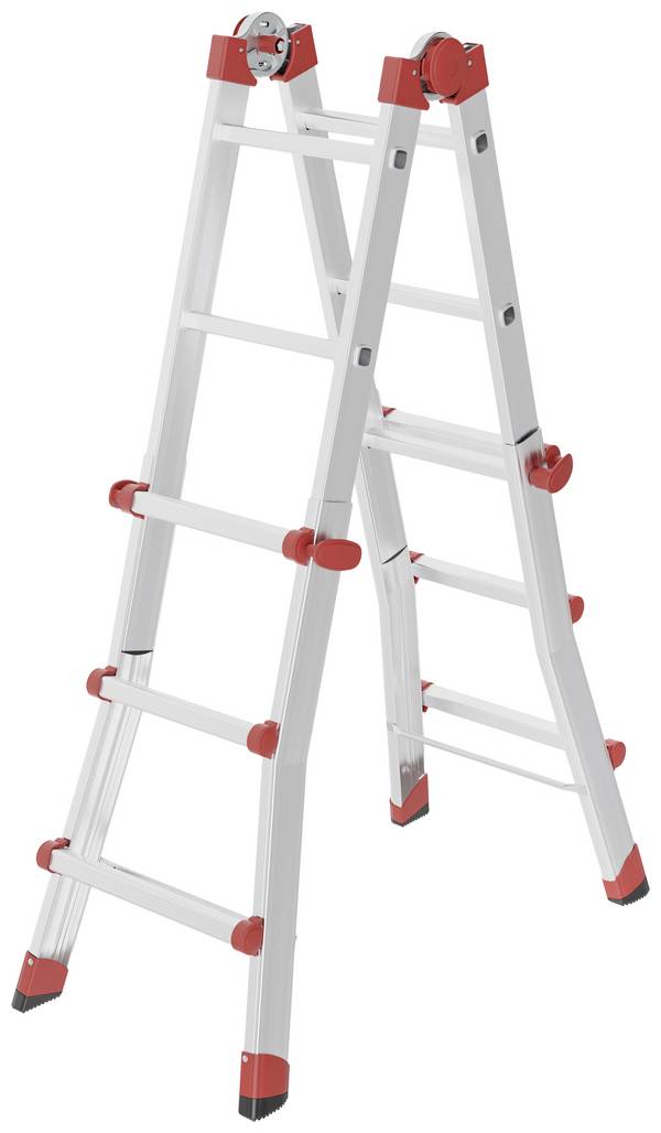 Hailo  M80  7512007  aluminium  Echelle polyvalente    Hauteur de travail (max.): 3.71 m  argent, rouge    9.1 kg
