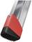 Échelle en aluminium avec embouts de finition en plastique rouge et noir à la base, montrant le pied stable pour une meilleure adhérence au sol.