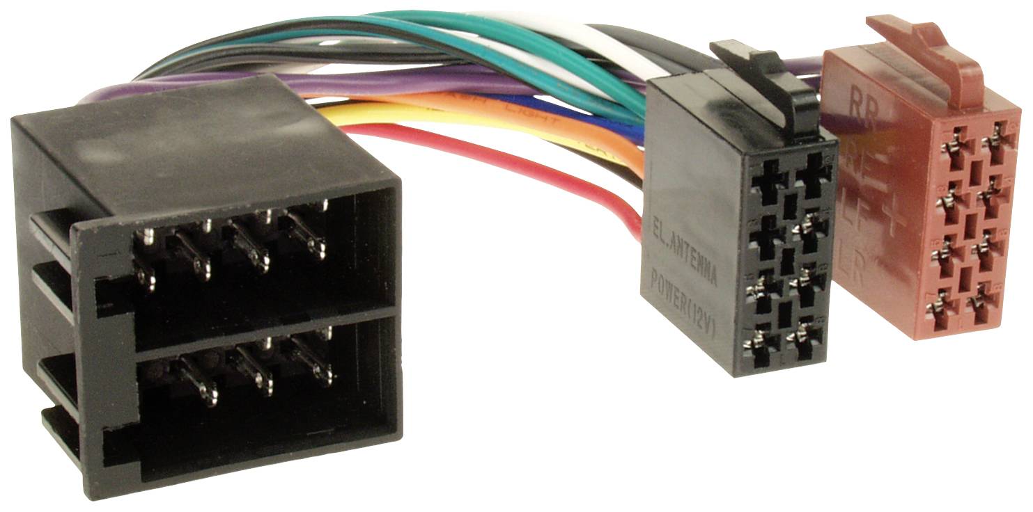 Trois fiches de câble colorées pour connecter des appareils électriques, disposées côte à côte, avec plusieurs emplacements visibles.
