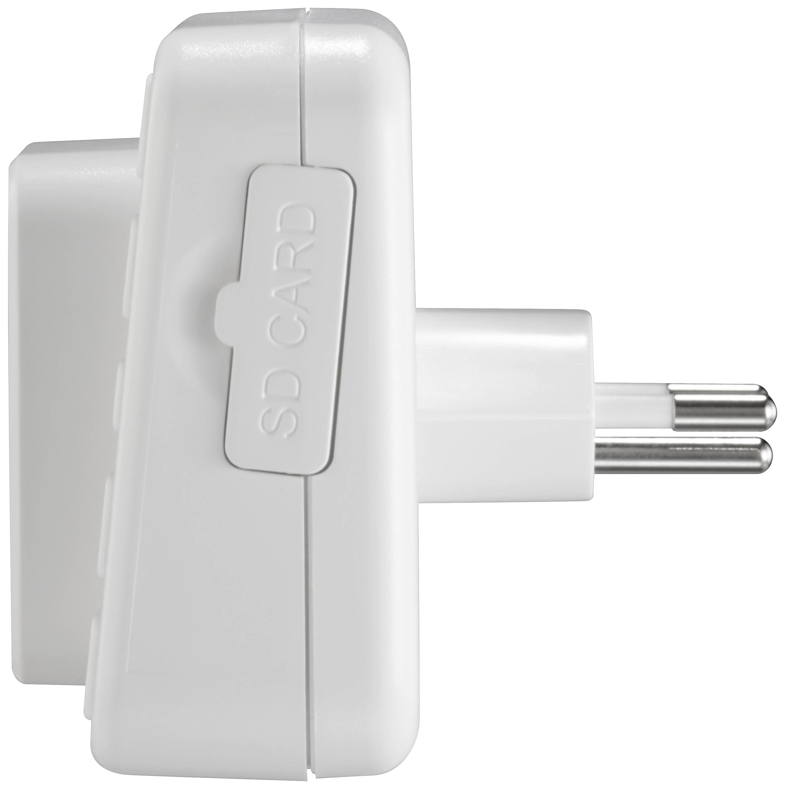 Prise d'alimentation avec emplacement pour carte SD sur le côté.