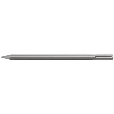 Stylo en métal argenté avec un corps élancé et effilé et un clip, présenté horizontalement sur un fond blanc.