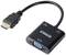Adaptateur HDMI vers VGA avec câble, boîtier noir, ports VGA et audio, étiqueté 'SpeaKa Professional'.