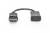 Adaptateur DisplayPort vers HDMI sur fond blanc. Le connecteur DisplayPort est visible à gauche, et la prise HDMI à droite.