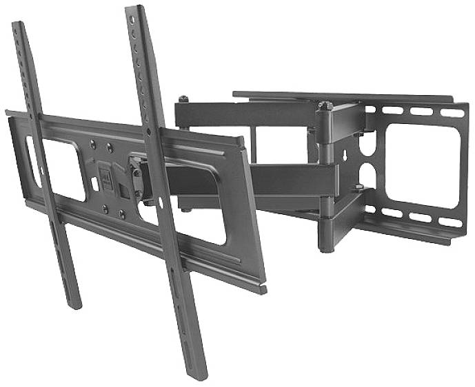 Support mural pour téléviseur, orientable et inclinable. Quatre bras offrent un positionnement flexible et une stabilité optimale. Adapté aux grands écrans.