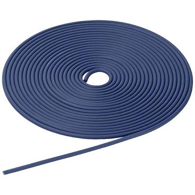 Un joint d'étanchéité en caoutchouc bleu foncé enroulé, présentant des spires régulières, est posé à plat sur une surface.