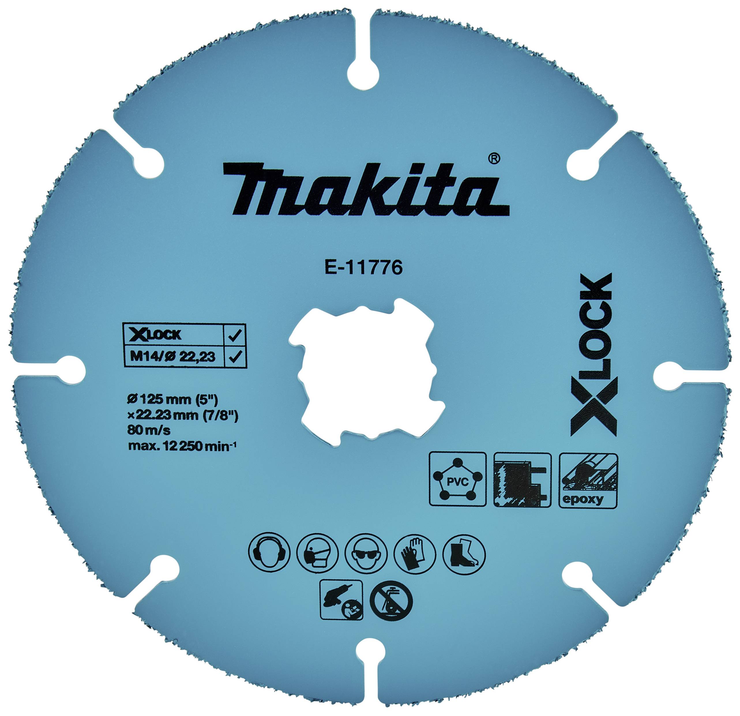 Disque à poncer Makita avec système X-Lock, modèle E-11776, diamètre 125 mm, adapté aux métaux, PVC, résine époxy.