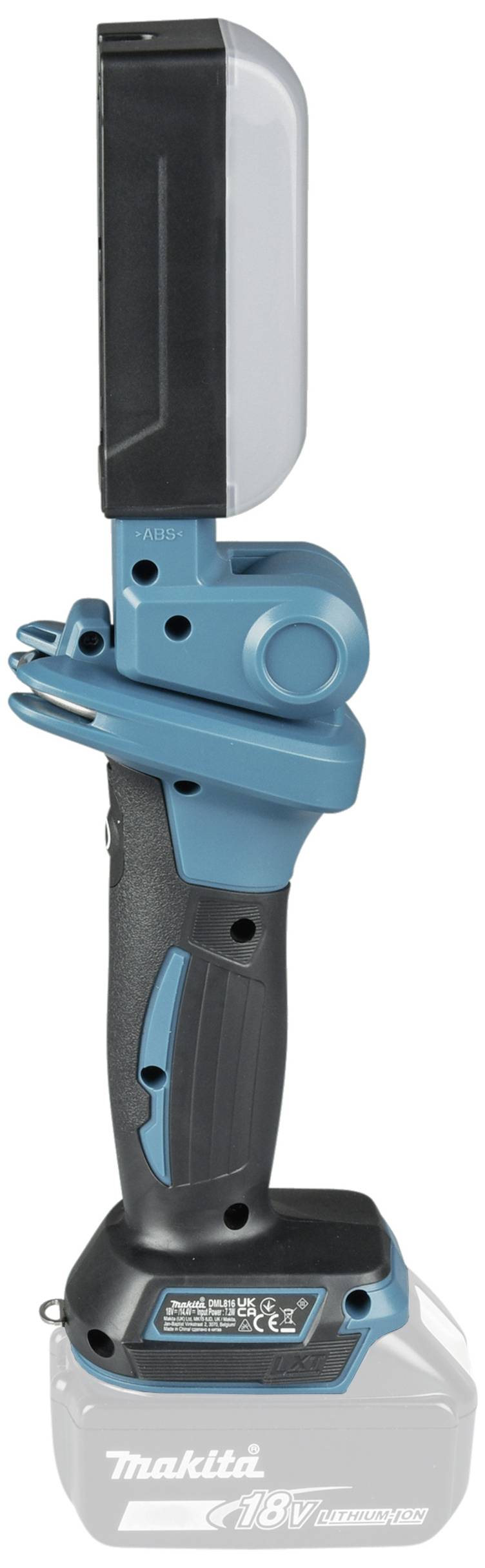 Scie à ruban alimentée par batterie de Makita, modèle avec poignée ergonomique et conception compacte pour une portabilité légère et une coupe précise.