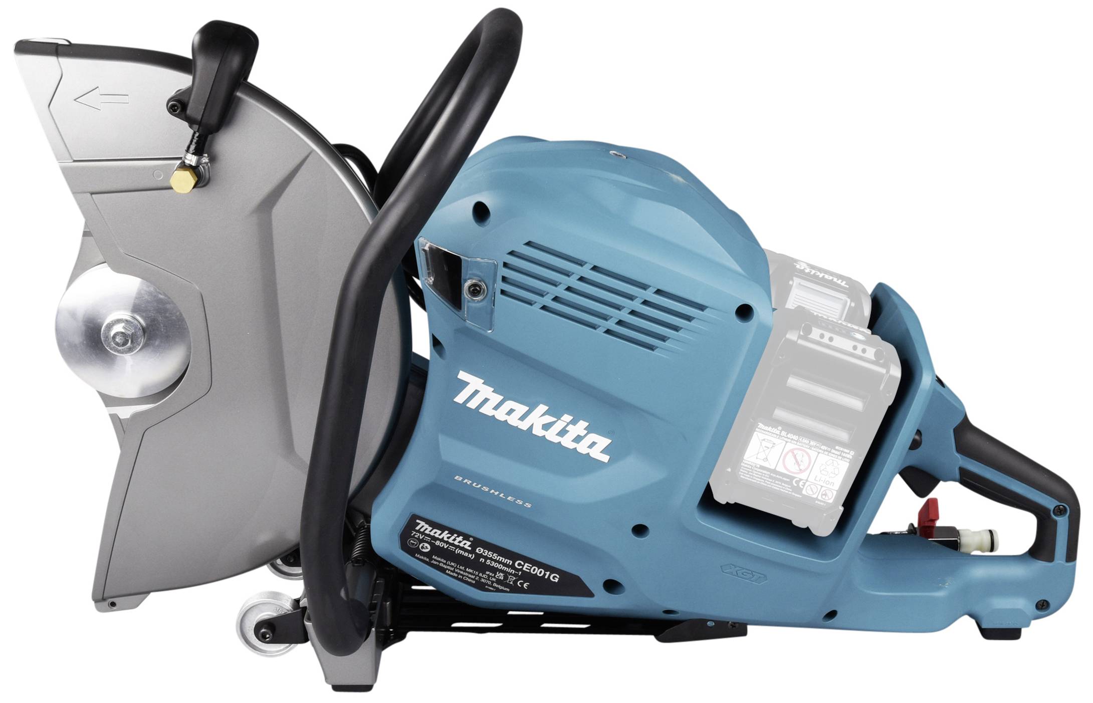 Une machine de coupe électrique bleue et grise de Makita, adaptée aux travaux de construction et de rénovation.